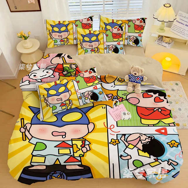 Crayon Shin-shiba dormitory three-piece set cartoon student single quilt cover bed sheet dormitory cartoon bedding four-piece set
