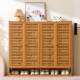 Shoe Rack, Shoe Cabinet, Indoor Household Shelf, Multi-Layer Dormitory Dust-Proof Large-Capacity Storage Artifact, Bamboo Louvered Door