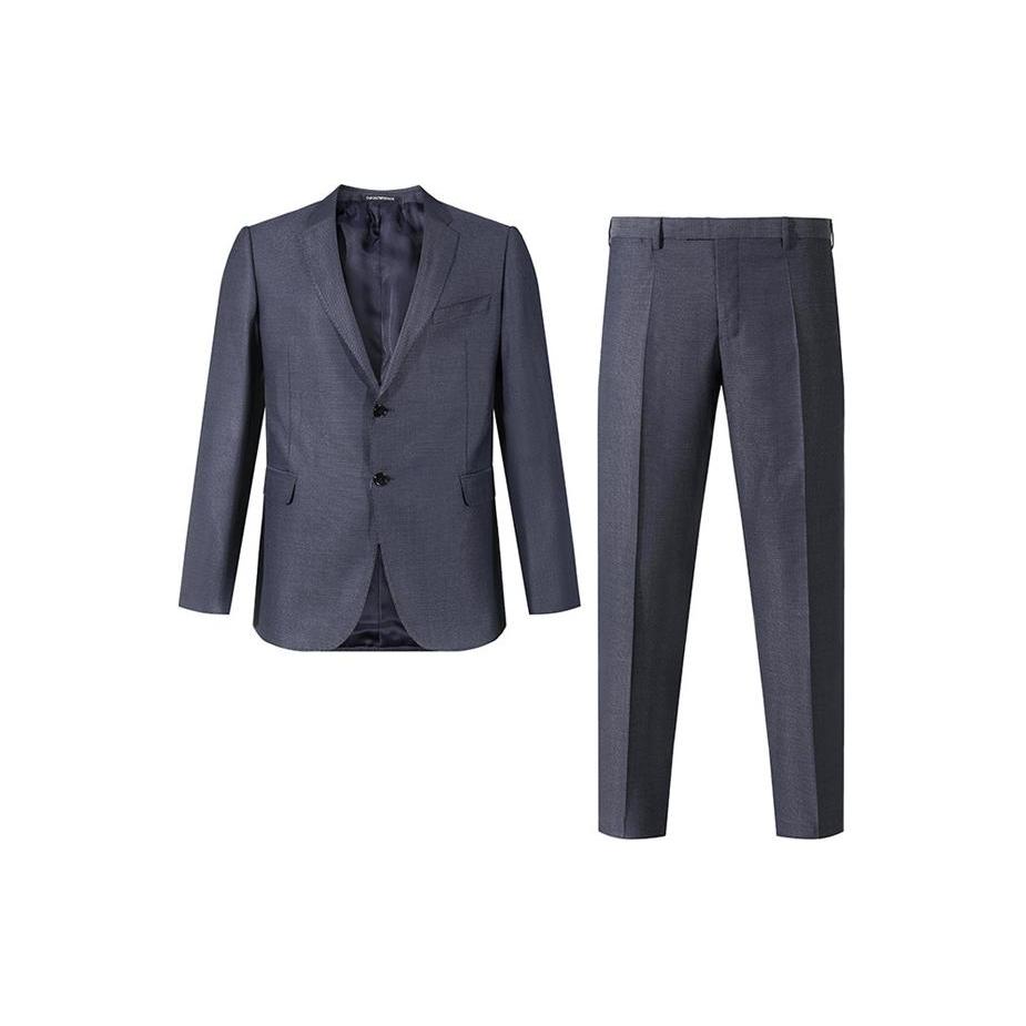 EMPORIO ARMANI阿玛尼 SS24 翻领单排扣长袖西装套装 男款 夜蓝色
