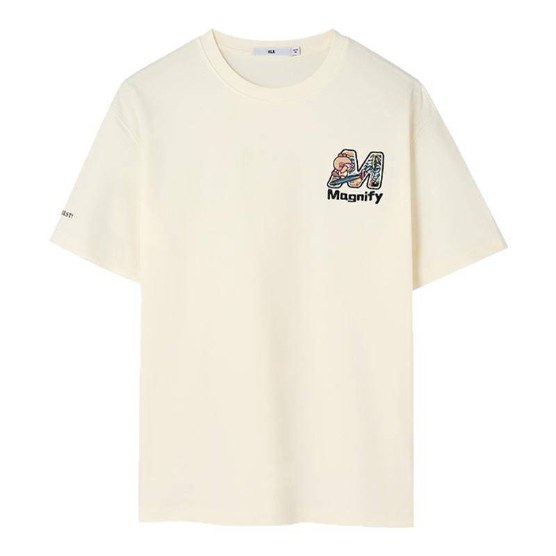 HLA/海澜之家米格联名圆领落肩微阔短袖T恤25春夏新款宽松上衣男