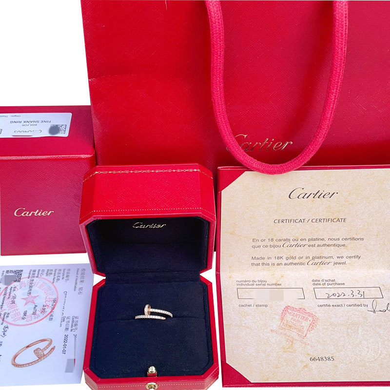 【99% New】Cariter Cartier Just Un Clon Nail Ring 18K Rose Gold Genuine Size 54