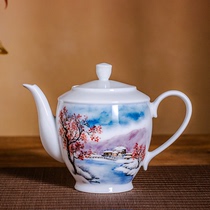 Heavy industry old porcelain teapot series 1970s official kiln porcelain Hongjiang large ball clay hand-painted teapot tea set household collection porcelain