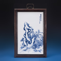 Lan Hui Tongfangs original collection of hand-painted blue and white stone and flower pattern porcelain plate paintings J