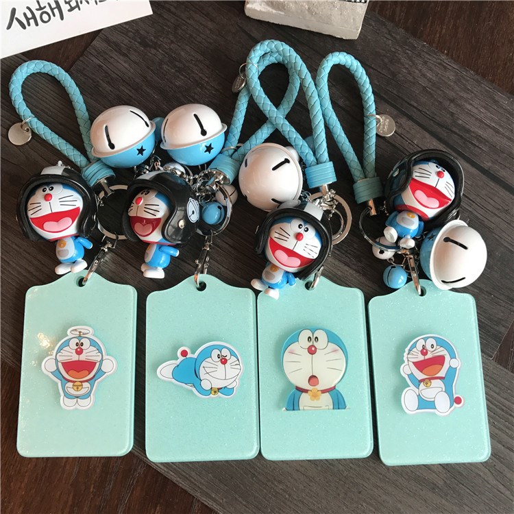 Bus card set female cute cartoon Doraemon student campus meal card subway card acrylic keychain protection
