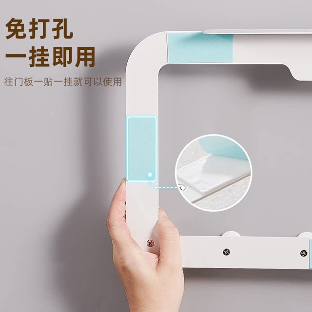 Door rear hook without punching door back type coat hook storage rack bedroom bathroom traceless storage rack door hanging rack