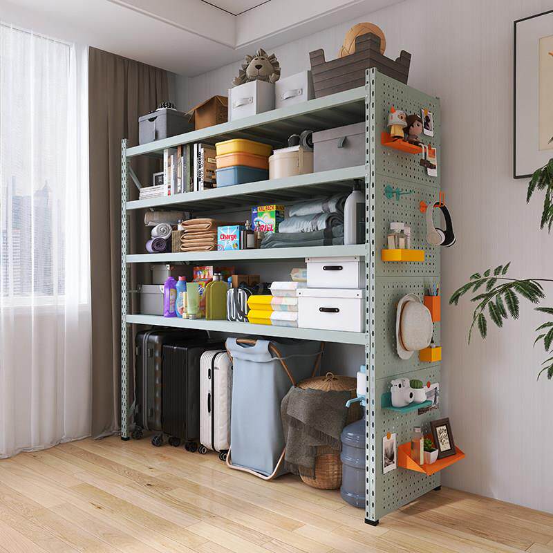 Gray green lower hollow hole board shelf balcony household storage rack multi-layer luggage trolley case living room storage layer