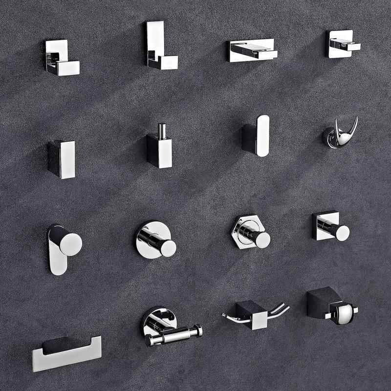 All-Copper Bathroom Hook, No-Drill Single Stainless Steel Door Hook, Hotel Bathroom Wall-Mounted Towel Hook