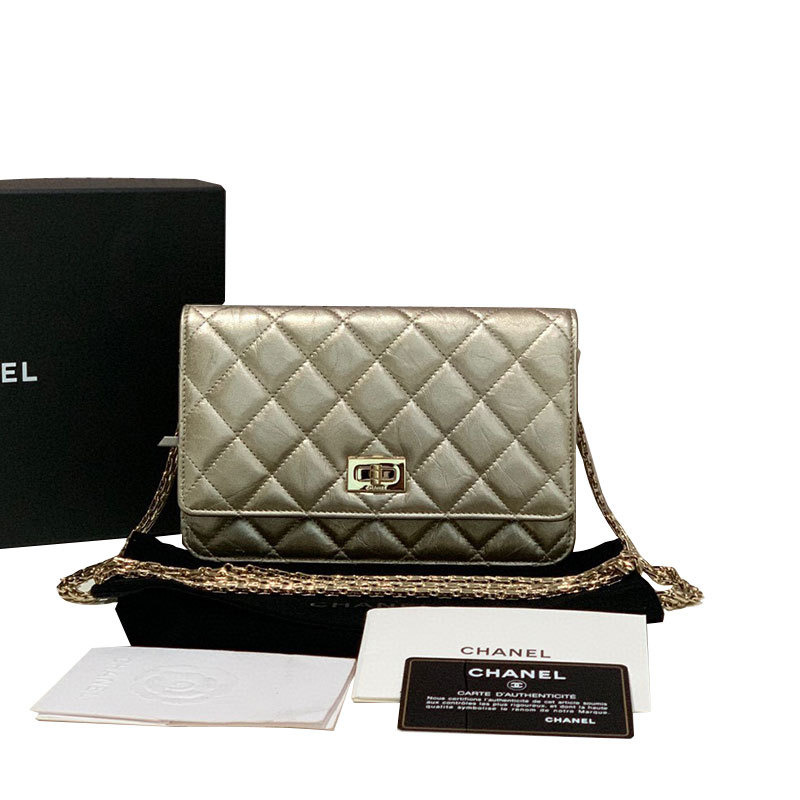 [99 New] Chanel 2.55Woc Champagne Gold Gold Buckle Chain Bag Crossbody Bag Genuine Women's Bag