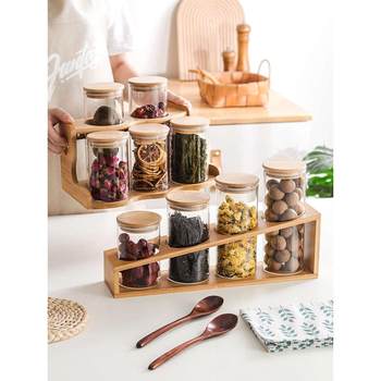 Glass bottle sealed bottle tea can display jar grain storage jar transparent bottle kitchen storage