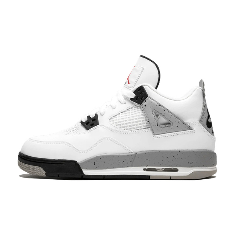 Air Jordan 4 Retro White Cement 皮革 舒适运动 透气耐磨 中帮