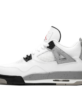 Air Jordan 4 Retro White Cement 皮革 舒适运动 透气耐磨 中帮