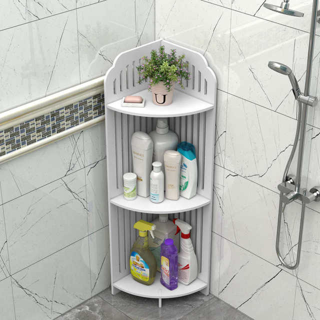 Bathroom triangular storage rack floor-to-ceiling rack bathroom toilet corner storage rack bathroom washbasin corner without hole punch