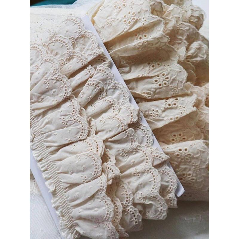 High-End Cotton Embroidery Lace Trim Accessories for Skirt Hems and Cuffs, Cotton Fabric DIY Materials, Ribbon