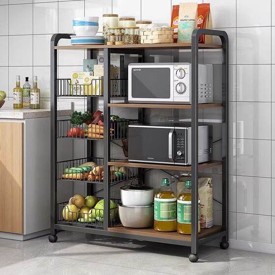 Nordic style kitchen multi-layer oven rack white oak color household vegetable rack upgraded oven rack multi-functional storage