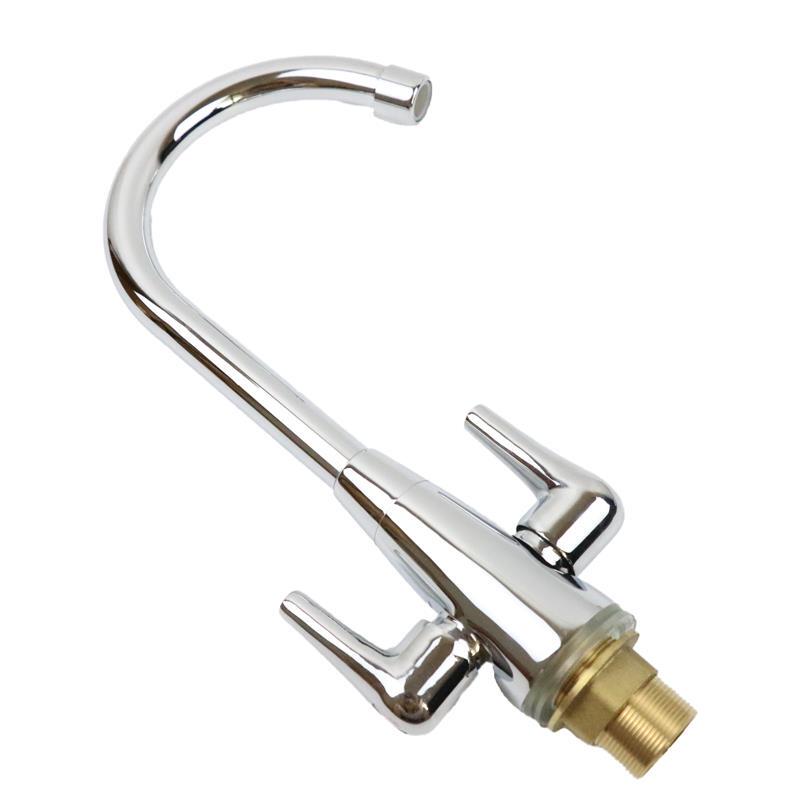Dual-Handle Dual-Switch Single-Hole Kitchen Faucet with All-Copper Core, Dual-Control Rotating Sink Faucet