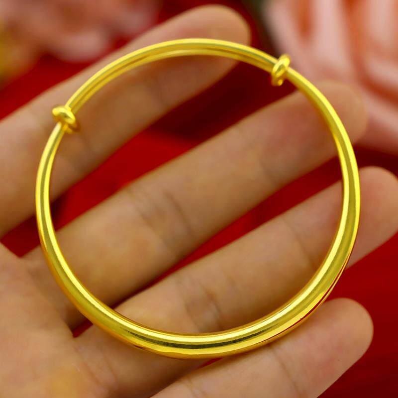Zhou Dafu Huanmei 35 gr cylindrical pass on gold color push-pull glossy surface 24K gold 999 bracelet women's jewelry