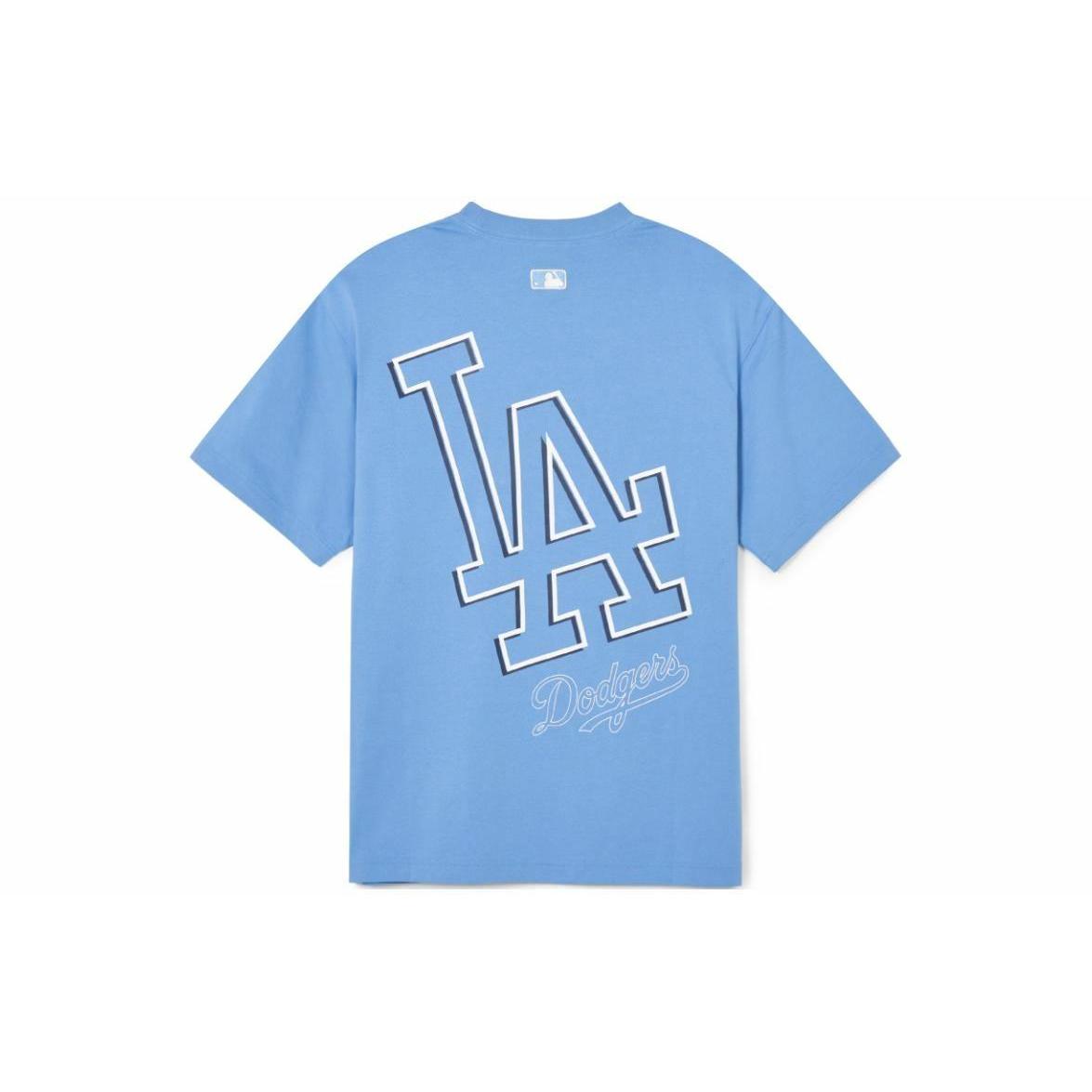 MLB SS24 洛杉矶道奇队 多巴胺徽标印花圆领直筒短袖T恤 男女同款