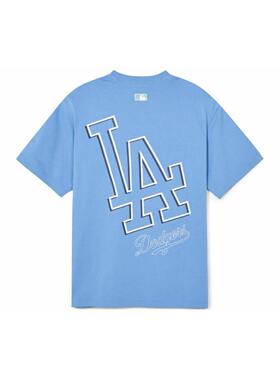 MLB SS24 洛杉矶道奇队 多巴胺徽标印花圆领直筒短袖T恤 男女同款