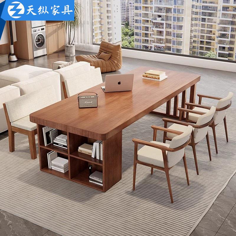 Tianzong American-Style Large Long Desk with Solid Wood and Drawers, Large Desktop for Home Use, Suitable for Living Room or Study Tianzong American-Style Large Long Desk with Solid Wood and Drawers, Large Desktop for Home Use, Suitable for Living Room or Study