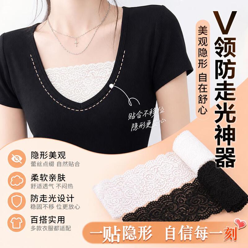 V-Neck Anti-Exposure Device, Chest Cover Anti-Exposure Device, Lace Trim Accessories, Front Chest Anti-Exposure Lace Mesh V-Neck Anti-Exposure Device, Chest Cover Anti-Exposure Device, Lace Trim Accessories, Front Chest Anti-Exposure Lace Mesh