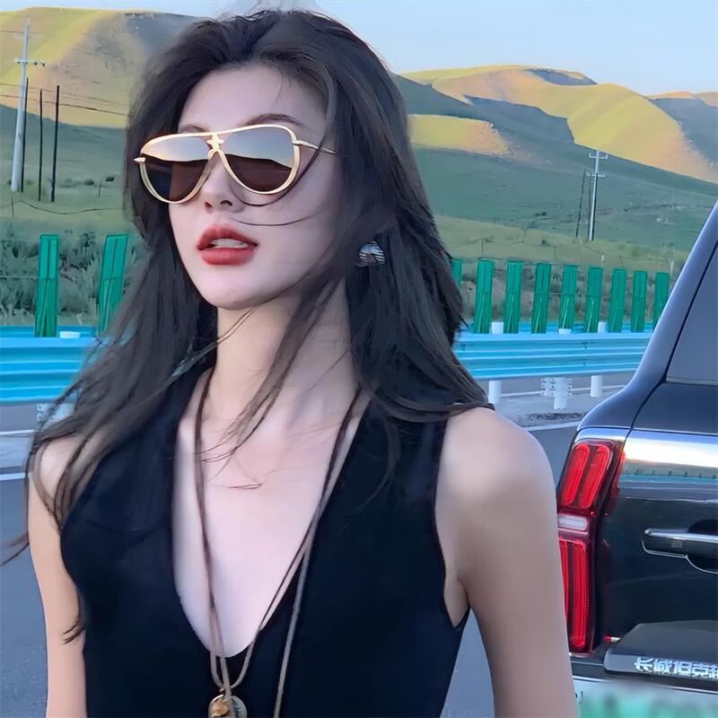 2025 Zhong Chuxi Style Sunglasses Double Bridge Aviator Sunglasses European and American Celebrity Style Sunshade Uv Protection Sunglasses for Women 2025 Zhong Chuxi Style Sunglasses Double Bridge Aviator Sunglasses European and American Celebrity Style Sunshade Uv Protection Sunglasses for Women