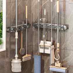 Suction Cup Mop Wall Mount Clip for Bathroom Door, No-Drill Broom and Mop Hook, Fixed Storage Rack Organizer