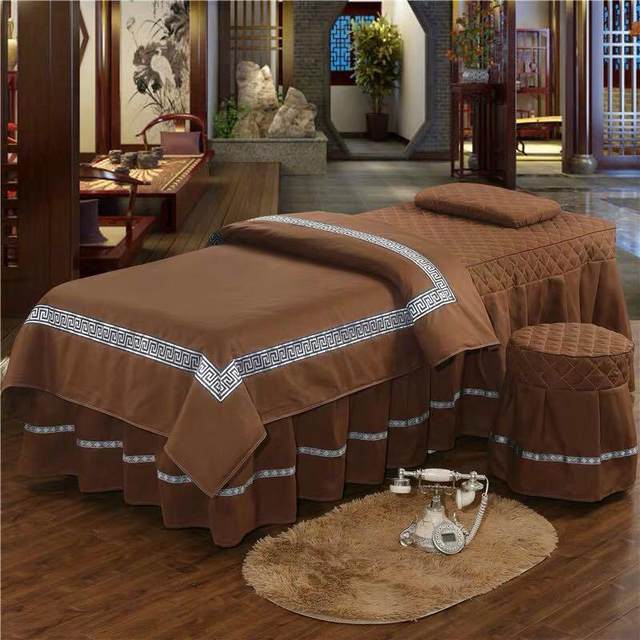 Beauty bed cover simple children's massage bed fumigation sheet cover with holes beauty salon bed cover four-piece set