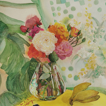 (Original work) Rose by Xiao Qing Central Academy of Fine Arts unframed 56*42cm watercolor on paper for auction