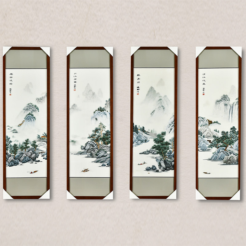 Hand embroidery finished living room decoration hanging painting New Chinese silk Bian embroidery master Louhu Pan fishing