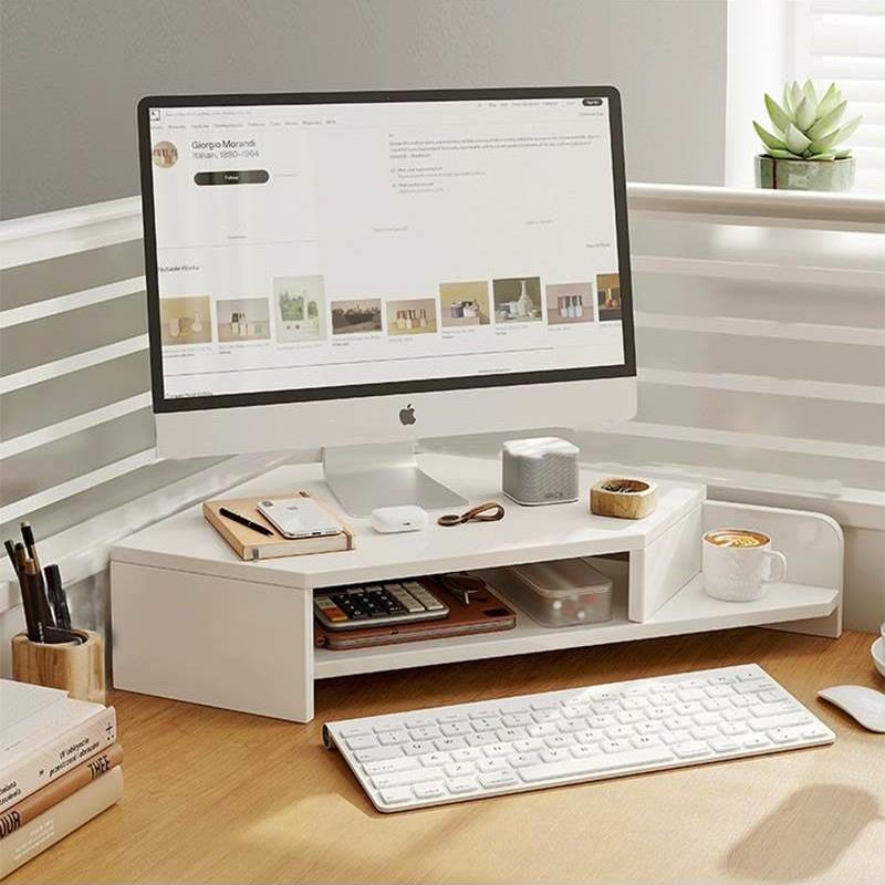 Computer Riser with Pegboard Desktop Storage Box Corner Triangular Monitor Shelf Screen Stand