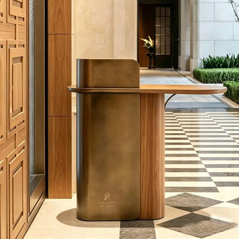 Small Stainless Steel Reception Desk for Company Hotel Front Desk, Restaurant Entrance Welcome Desk Small Stainless Steel Reception Desk for Company Hotel Front Desk, Restaurant Entrance Welcome Desk