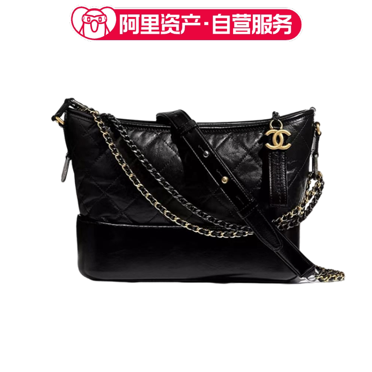 Brand New Chanel Chanel Hobo Bag Black Gold Medium-Sized Leather Shoulder Crossbody Bag Brand New Chanel Chanel Hobo Bag Black Gold Medium-Sized Leather Shoulder Crossbody Bag