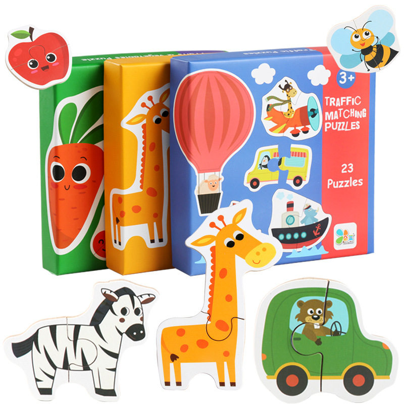 Children's Puzzle Early Teaching Patience Watch Special for Giant Jigsaw Puzzle Animal Fruits Vegetables Wooden toys 234 years old