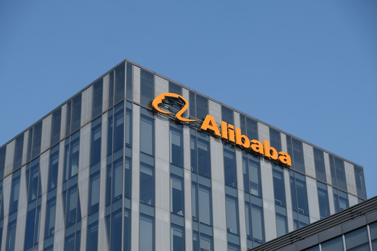 Alibaba’s logo on an office buildin