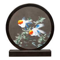 Purely hand-embroidered Suzhou embroidery purple sandalwood double-sided embroidery ornaments The House of Gold and Jade creative Chinese style craft ornaments