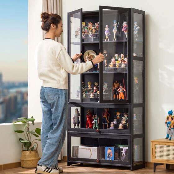 Display Cabinet, Glass Cabinet, Household Gap-Proof Dust-Proof Storage Shelf, Toy Display Box, Wine Cabinet