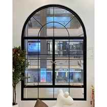 French retro iron casement windows imitation old steel windows Republic of China iron windows arched tempered glass old house arc windows