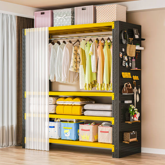 Dust-proof curtain shelf multi-layer household suitcase floor-standing living room storage rack balcony storage iron rack