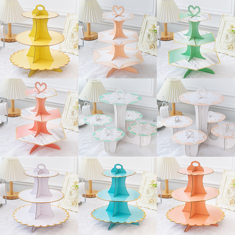 Birthday Party Disposable Dessert Table Decorations Wedding Multi-Layer Cake Stand Display Stand Dessert Display Stand Snack Plate