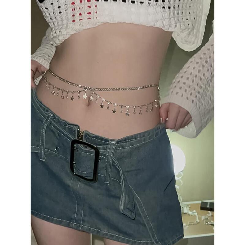 Rhinestone Metal Waist Chain Women's Accessory Summer Decoration Sexy Body Chain for Dresses and Jeans Waistbands Rhinestone Metal Waist Chain Women's Accessory Summer Decoration Sexy Body Chain for Dresses and Jeans Waistbands