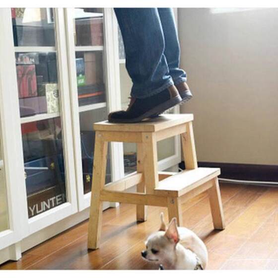 Solid Wood Step Stool, Double-Layer Step Stool, Footstool, Small Staircase Stool, Household High-Low Stool, Dual-Purpose Children's Step Chair