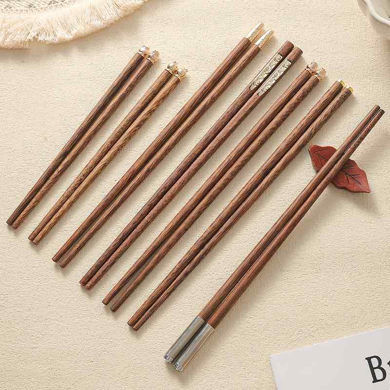 New Chinese-Style Chicken Wing Wood Chopsticks for Home Use, High-End Individual Chopsticks for Family Use, Parent-Child Chopsticks, Solid Wood Family Set
