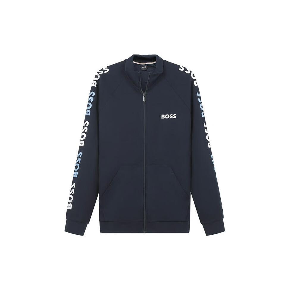 HUGO BOSS FW22 Logo印花拉链运动夹克外套 男款 深蓝色