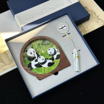 Su embroidery pure handmade double-sided embroidered walnut wood ornaments gift box set Bamboo Forest intangible cultural heritage business souvenir