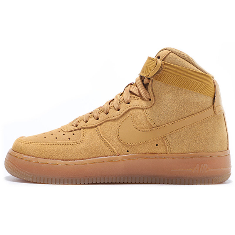 NIKE耐克空军一号板鞋女秋冬季小麦色大童鞋运动高帮鞋CK0262-700