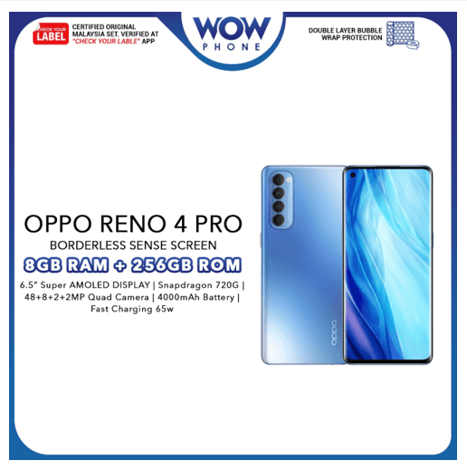 OPPO RENO 4 PRO Original Smartphone (8GB RAM + 256GB ROM)  1 Year Warranty by Oppo Malaysia