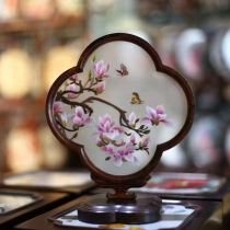 Su embroidery pure hand embroidery chicken wing wood double-sided embroidery ornament Magnolia Blossoms creative Chinese style craft ornament