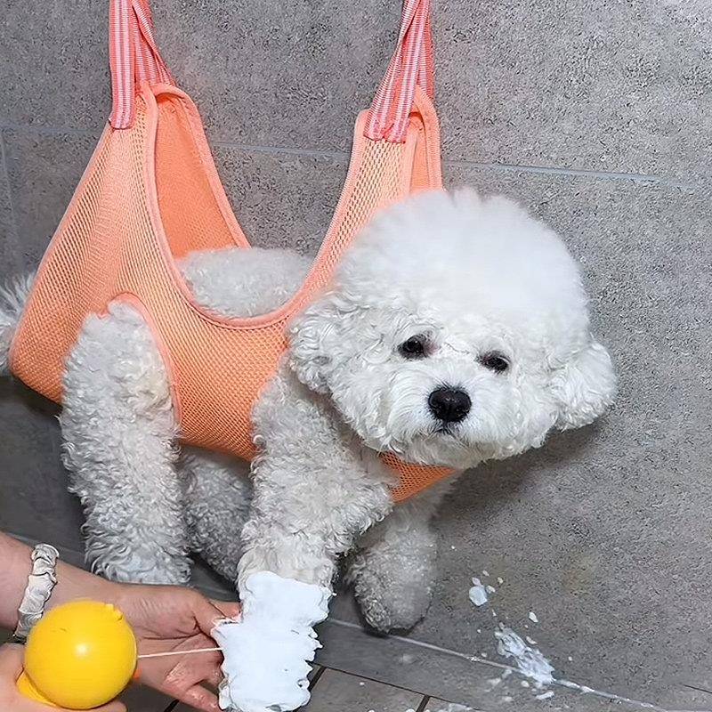 Small Dog Foot Washing Hammock, Bichon Bathing Fixer, Nail Clipping Anti-Scratch and Bite Protection, Grooming Hanging Pet Hammock