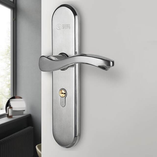 Yuema bedroom door lock set without modification hole indoor room door stainless steel universal household solid wood door handle lock