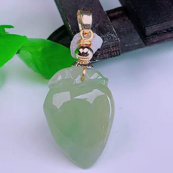 Burmese natural genuine jade genuine 18k gold buckle ice floating sun green high-end boutique flash shot fugua jade pendant